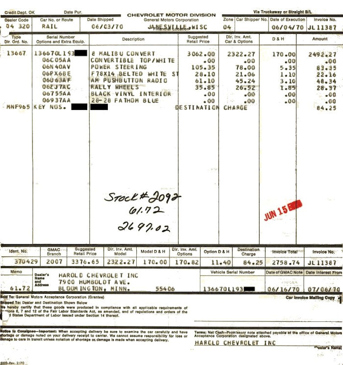 Dealer Invoice